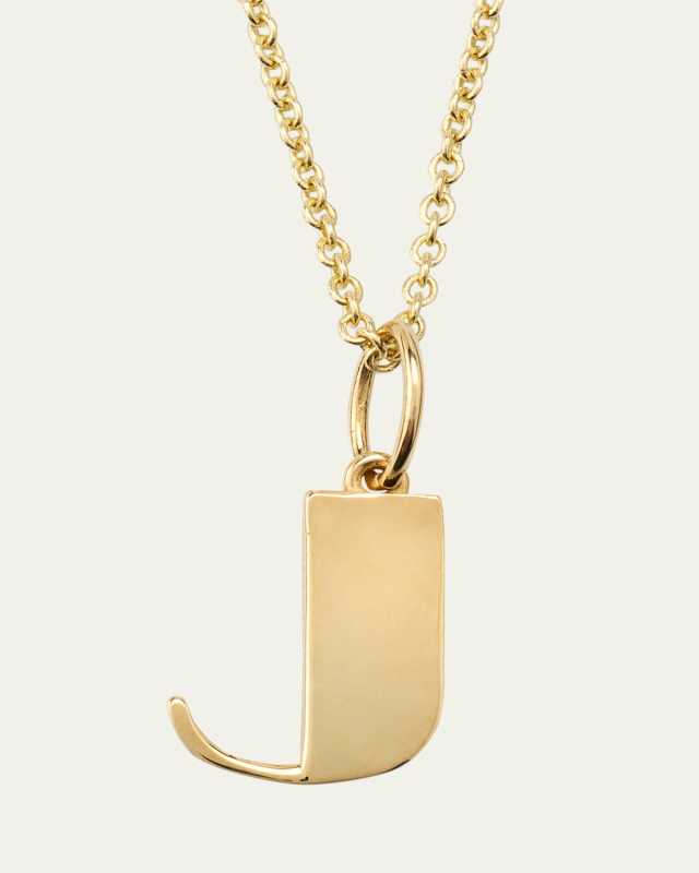 14K Pure Block Initial Necklace